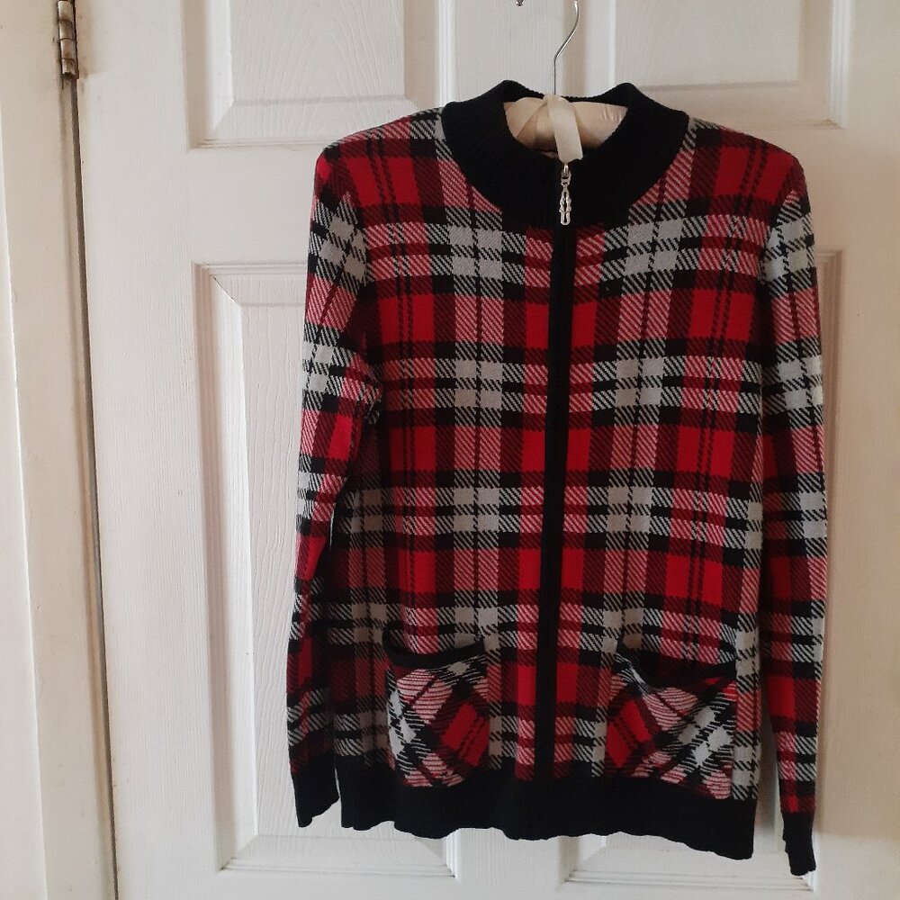 Alia Plaid Sweater Jacket Size Small